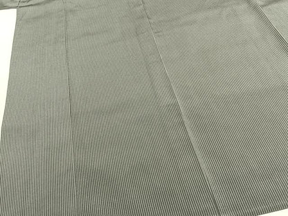 平和屋着物▽お召　単衣　縞　正絹　逸品　AABF5626fy