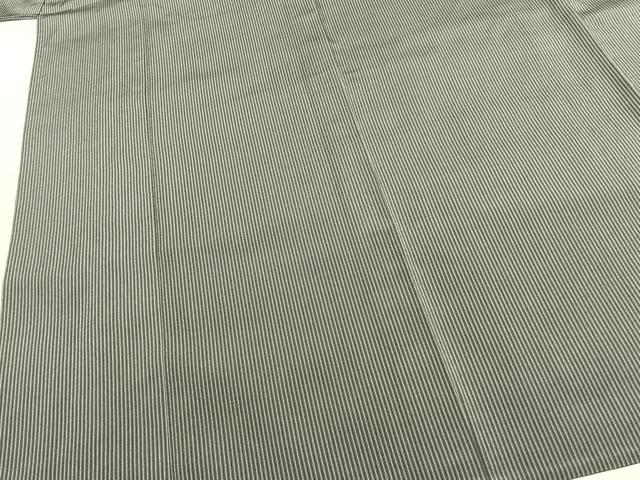 平和屋着物▽お召　単衣　縞　正絹　逸品　AABF5626fy