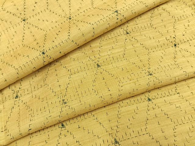 平和屋着物▽上質な紬　単衣　麻の葉文様　正絹　逸品　AABF5633fy