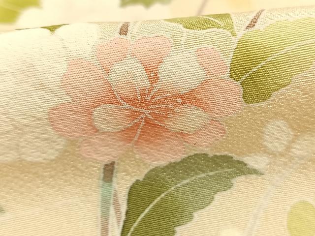 平和屋着物▽訪問着　単衣　友禅　枝花文　正絹　逸品　AABF5634fy