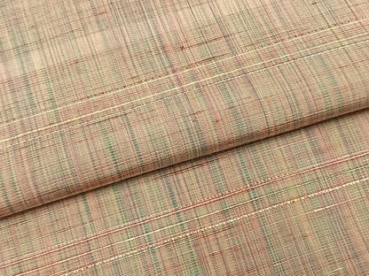 平和屋着物▽上質な紬 単衣 格子 正絹 逸品 AABF5635fy