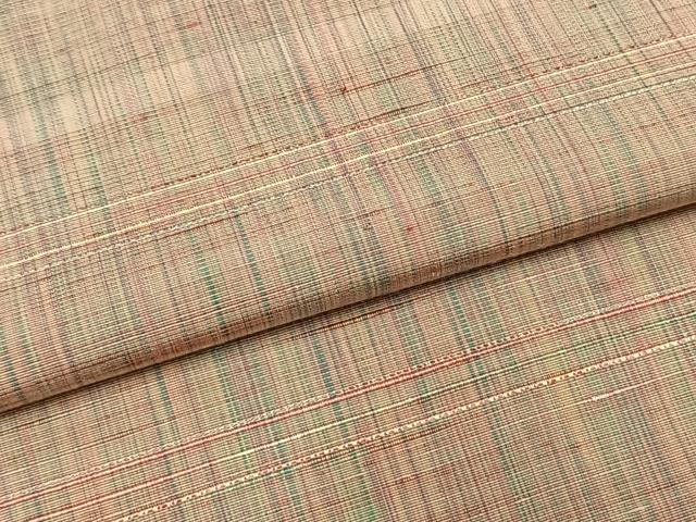 平和屋着物▽上質な紬 単衣 格子 正絹 逸品 AABF5635fy