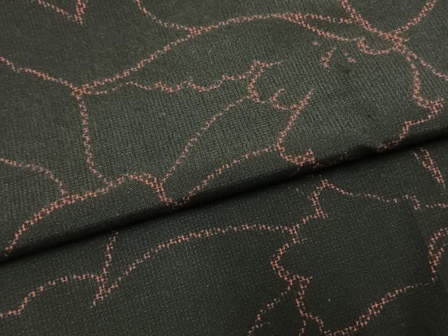 平和屋着物▽上質な紬 単衣 舞花文 黒地 正絹 逸品 AABF5636fy