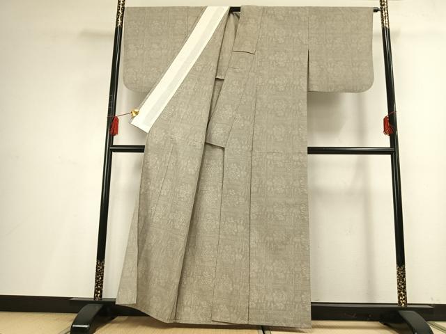 平和屋着物▽本塩沢 単衣 吉祥文様 正絹 逸品 AABF5637fy