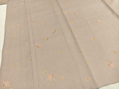 平和屋着物▽上質な小紋　単衣　楓　舞花文　正絹　逸品　AABF5638fy
