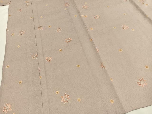 平和屋着物▽上質な小紋　単衣　楓　舞花文　正絹　逸品　AABF5638fy