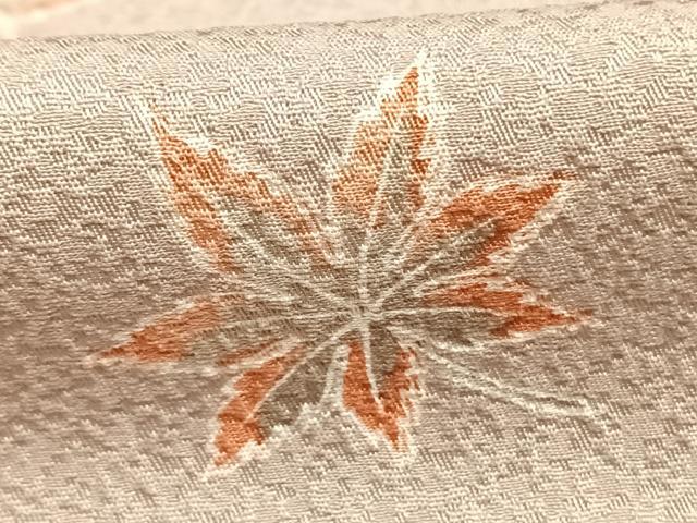 平和屋着物▽上質な小紋　単衣　楓　舞花文　正絹　逸品　AABF5638fy