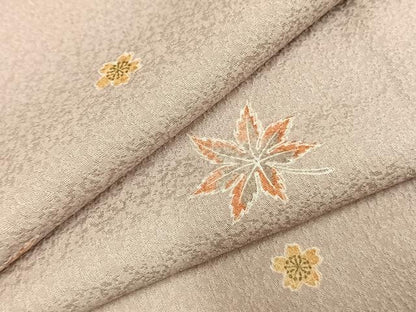 平和屋着物▽上質な小紋　単衣　楓　舞花文　正絹　逸品　AABF5638fy
