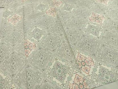 平和屋着物▽上質な紬 単衣 吉祥花文 正絹 逸品 未使用 AABF5641fy