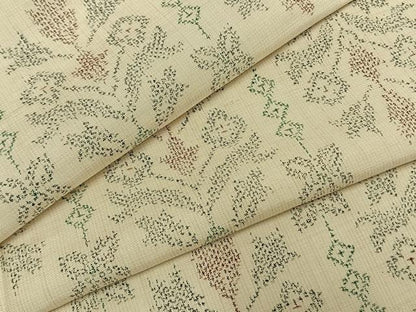 平和屋着物▽上質な紬　単衣　吉祥花文　正絹　逸品　AABF5642fy