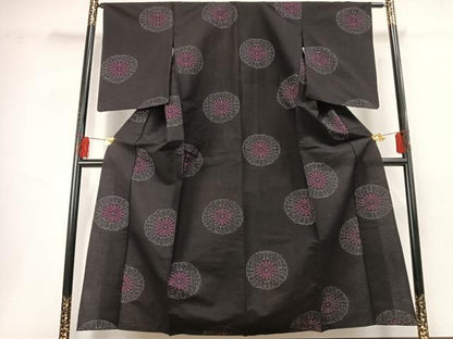 平和屋着物▽上質な紬 単衣 舞花文 正絹 逸品 AABF5646fy