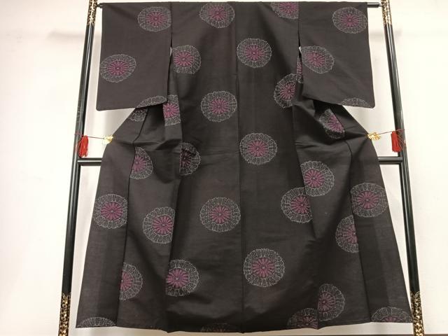 平和屋着物▽上質な紬 単衣 舞花文 正絹 逸品 AABF5646fy