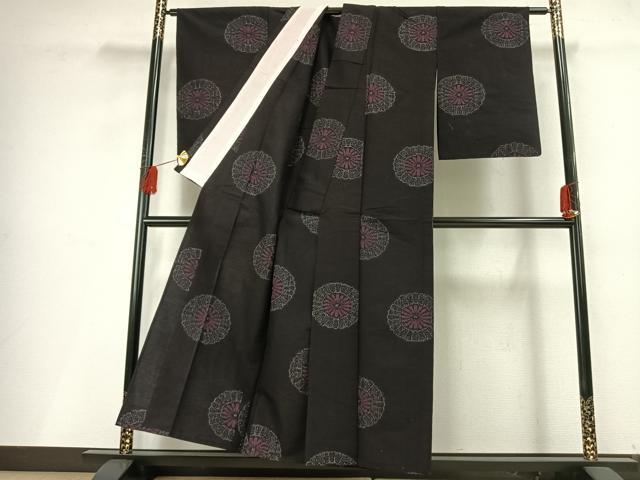 平和屋着物▽上質な紬 単衣 舞花文 正絹 逸品 AABF5646fy