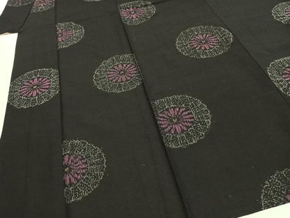 平和屋着物▽上質な紬 単衣 舞花文 正絹 逸品 AABF5646fy