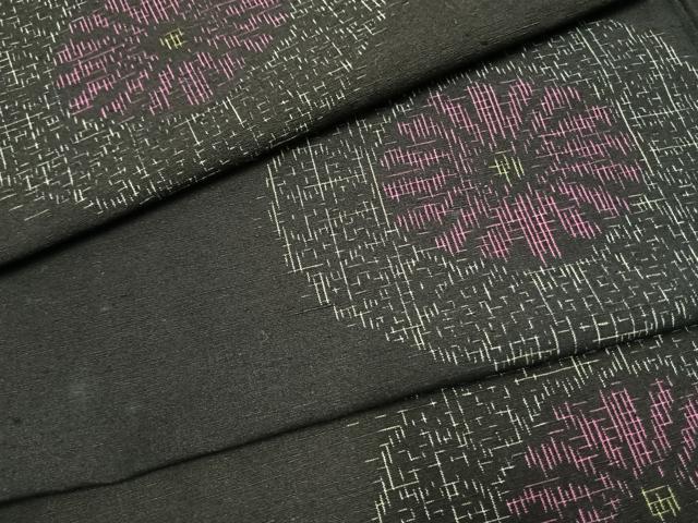 平和屋着物▽上質な紬 単衣 舞花文 正絹 逸品 AABF5646fy