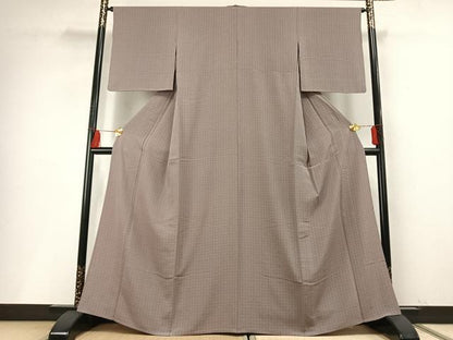 平和屋着物▽上質な小紋　単衣　幾何学文様　やまと金ラベル　正絹　逸品　AABF5647fy