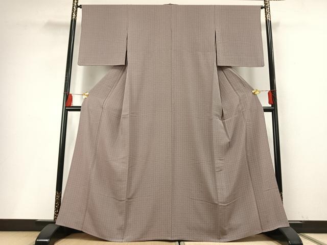 平和屋着物▽上質な小紋　単衣　幾何学文様　やまと金ラベル　正絹　逸品　AABF5647fy
