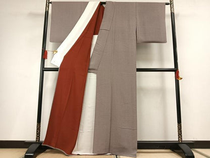 平和屋着物▽上質な小紋　単衣　幾何学文様　やまと金ラベル　正絹　逸品　AABF5647fy