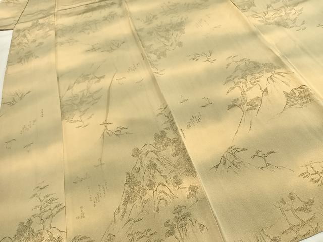 平和屋着物▽上質な小紋 単衣 手描き 風景文 暈し染め ロング丈 正絹 逸品 AABF5649fy