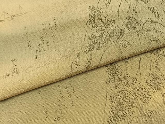 平和屋着物▽上質な小紋 単衣 手描き 風景文 暈し染め ロング丈 正絹 逸品 AABF5649fy