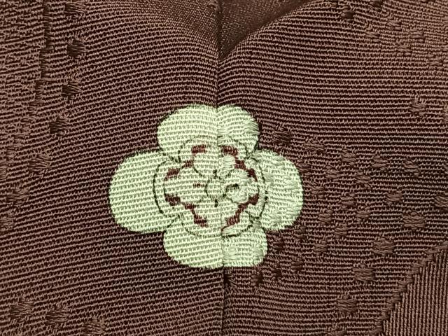 平和屋着物▽上質な色無地 単衣 草葉地紋 濃色 正絹 逸品 AABF5652fy