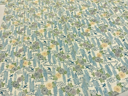 平和屋着物▽上質な小紋 単衣 型染め 花鳥文 正絹 逸品 AABF5653fy