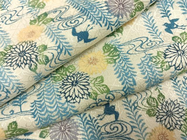 平和屋着物▽上質な小紋 単衣 型染め 花鳥文 正絹 逸品 AABF5653fy