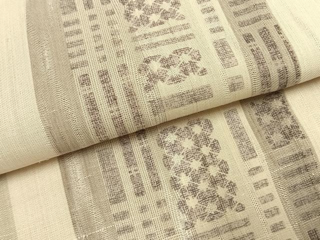 平和屋着物▽上質な紬 単衣 間道 正絹 逸品 AABF5654fy