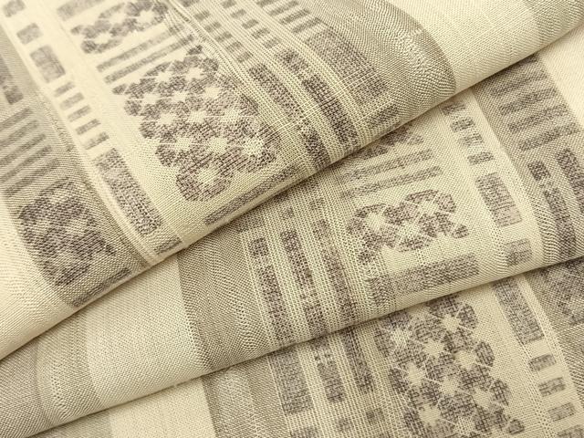 平和屋着物▽上質な紬 単衣 間道 正絹 逸品 AABF5654fy