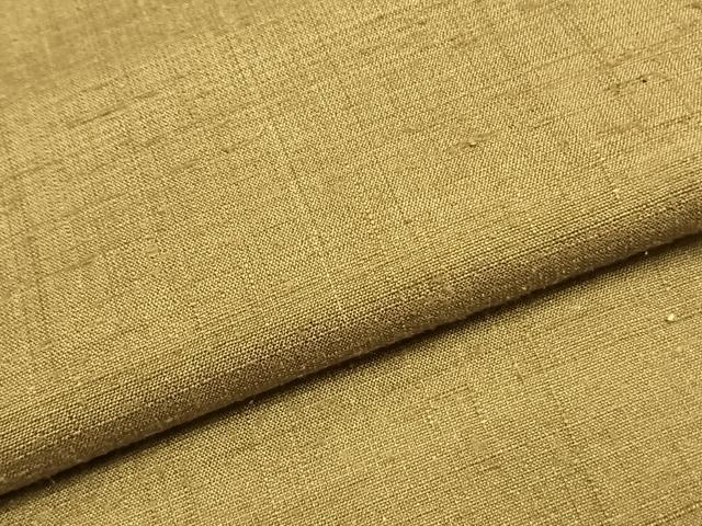 平和屋着物▽上質な紬 単衣 色無地 国防色 正絹 逸品 AABF5658fy