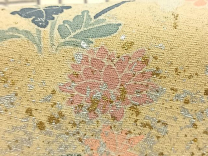 平和屋着物▽訪問着　単衣　作家物　風景花文　暈し染め　金銀彩　正絹　逸品　AABF5660fy