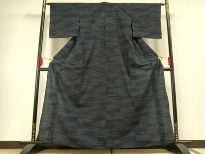 平和屋着物▽上質な紬 単衣 霞文 正絹 逸品 AABF5663fy