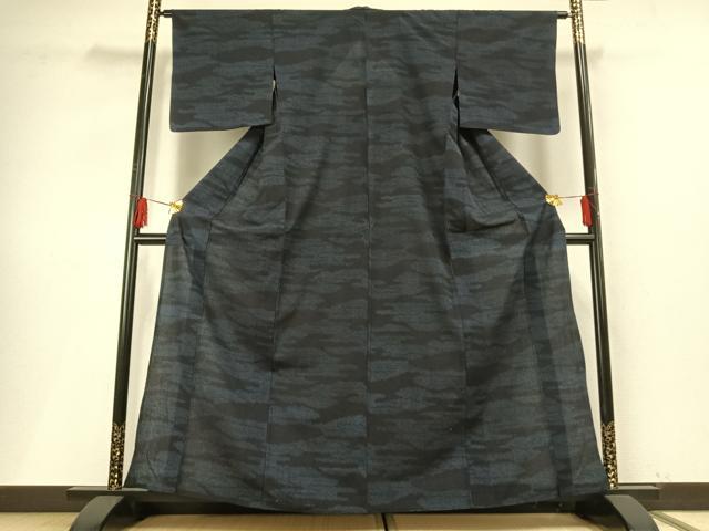 平和屋着物▽上質な紬 単衣 霞文 正絹 逸品 AABF5663fy