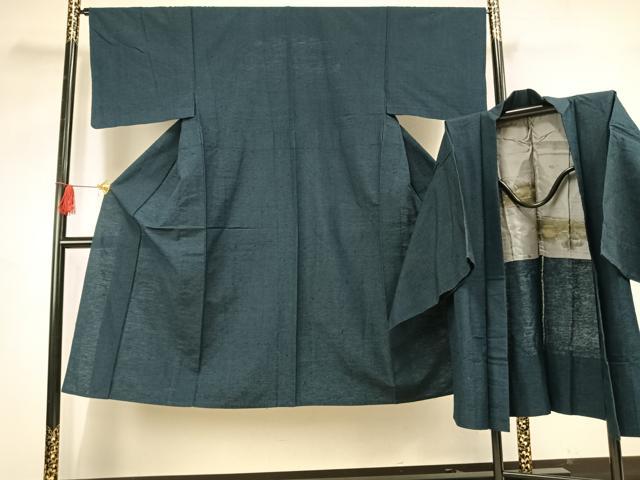 平和屋着物▽男性 紬 単衣 アンサンブル 褐返色 正絹 逸品 AABF5665fy