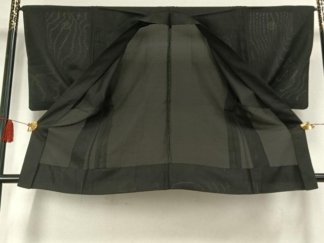 平和屋着物▽男性　長羽織　黒紋付　正絹　逸品　AABF5666fy