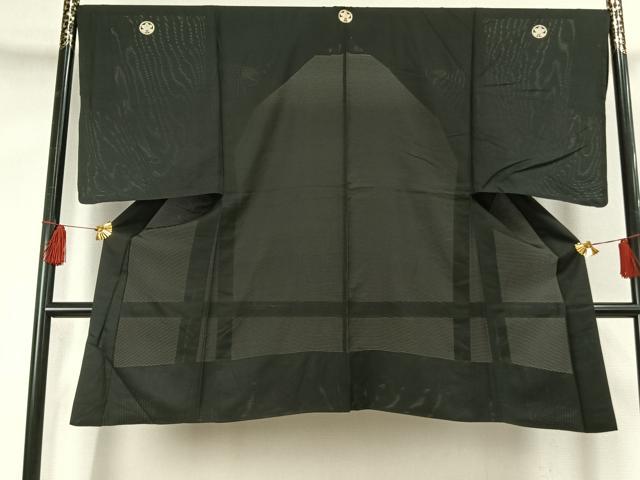 平和屋着物▽男性　長羽織　黒紋付　正絹　逸品　AABF5667fy