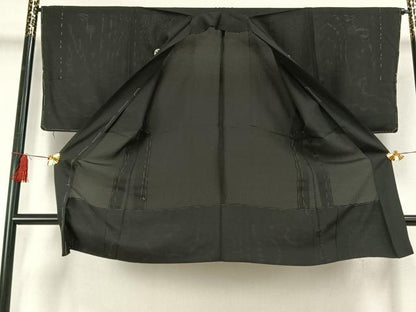 平和屋着物▽男性　長羽織　黒紋付　正絹　逸品　未使用　AABF5668fy