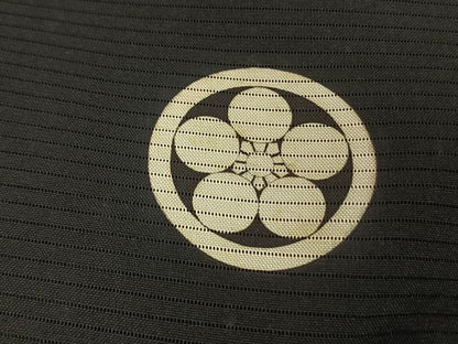 平和屋着物▽男性　長羽織　黒紋付　正絹　逸品　AABF5669fy