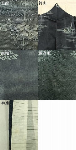 平和屋着物＊夏物 小紋 風通紗 舞花文 正絹 逸品 AABF5673fy