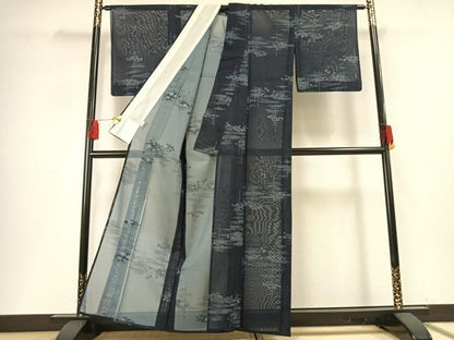 平和屋着物＊夏物 小紋 風通紗 舞花文 正絹 逸品 AABF5673fy