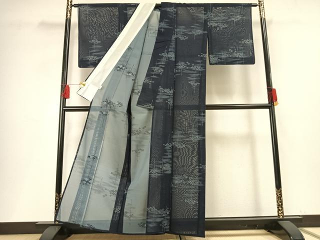 平和屋着物＊夏物 小紋 風通紗 舞花文 正絹 逸品 AABF5673fy