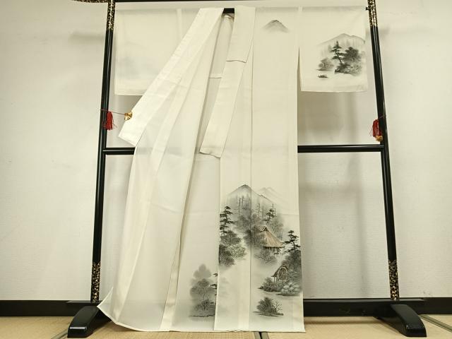 平和屋着物＊夏物　訪問着　絽　手描き　風景文　暈し染め　正絹　逸品　AABF5679fy