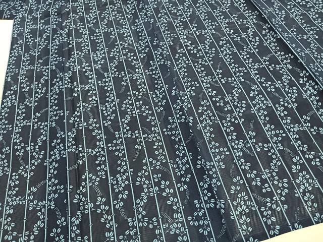 平和屋着物＊夏物 小紋 絽 本藍 萩文 正絹 逸品 AABF5682fy