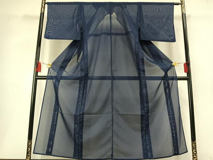 平和屋着物＊夏物 色無地 絽 紺青色 洗える着物 AABF5684fy