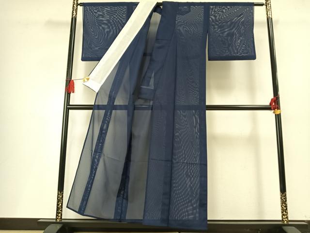 平和屋着物＊夏物 色無地 絽 紺青色 洗える着物 AABF5684fy