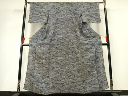 平和屋着物＊夏物 小紋 絽 立波文 正絹 逸品 AABF5686fy