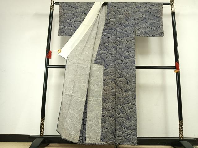 平和屋着物＊夏物 小紋 絽 立波文 正絹 逸品 AABF5686fy