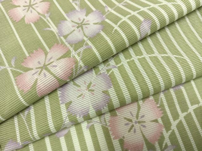 平和屋着物＊夏物 小紋 絽 草花文 洗える着物 未使用 AABF5687fy