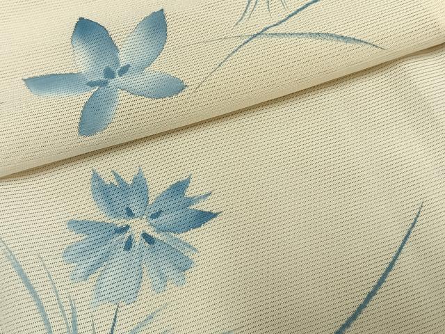 平和屋着物＊夏物　小紋　絽　手描き　草花文　正絹　逸品　AABF5695fy