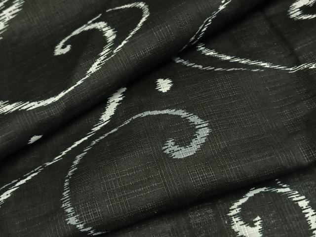 平和屋着物＊夏物 小紋 紗 流水文 黒地 洗える着物 AABF5698fy
